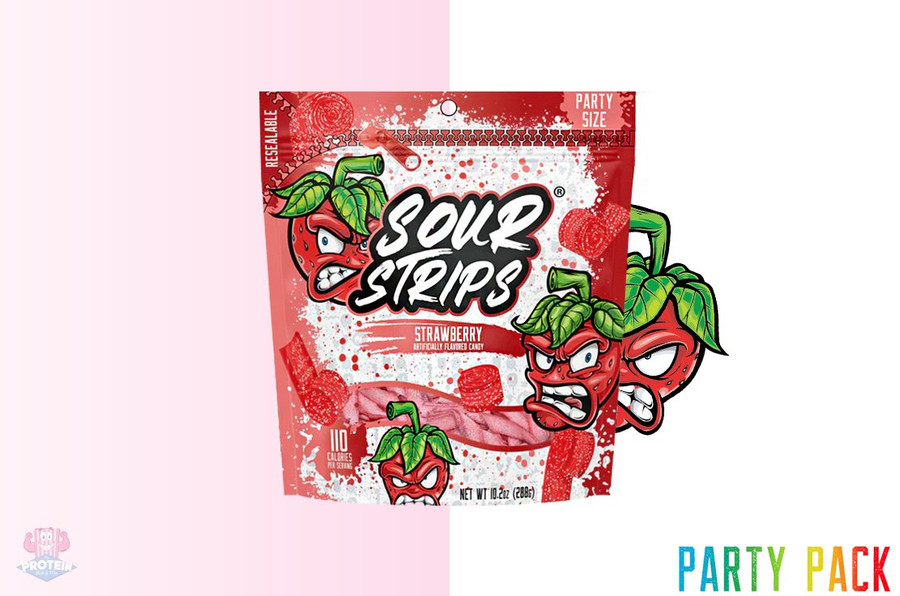 Actual Candy - Strawberry Sour Strips Party Pack at The Protein Pick and Mix