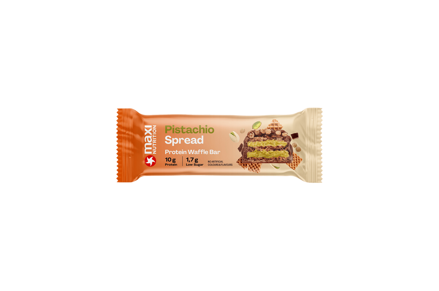 MaxiNutrition Crispy Waffle Protein Bar - Pistachio Spread at The Protein Pick and Mix