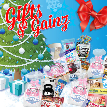 Give the gift of GAINZ this Christmas with our cute, themed protein-packed gift bundles! Give the gift of GAINZ this Christmas with our cute, themed protein-packed gift bundles!