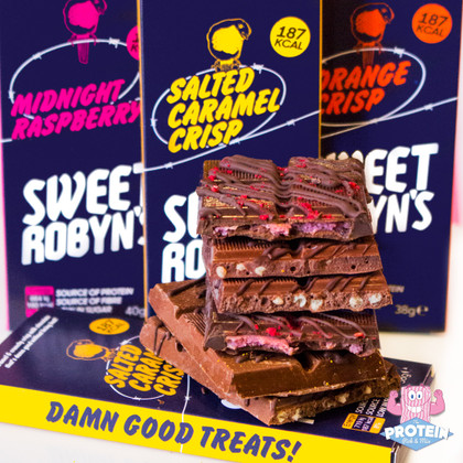 Sweet Robyn's release 3 irresistible, low sugar, Protein Chocolate Bars! Sweet Robyn's release 3 irresistible, low sugar, Protein Chocolate Bars!
