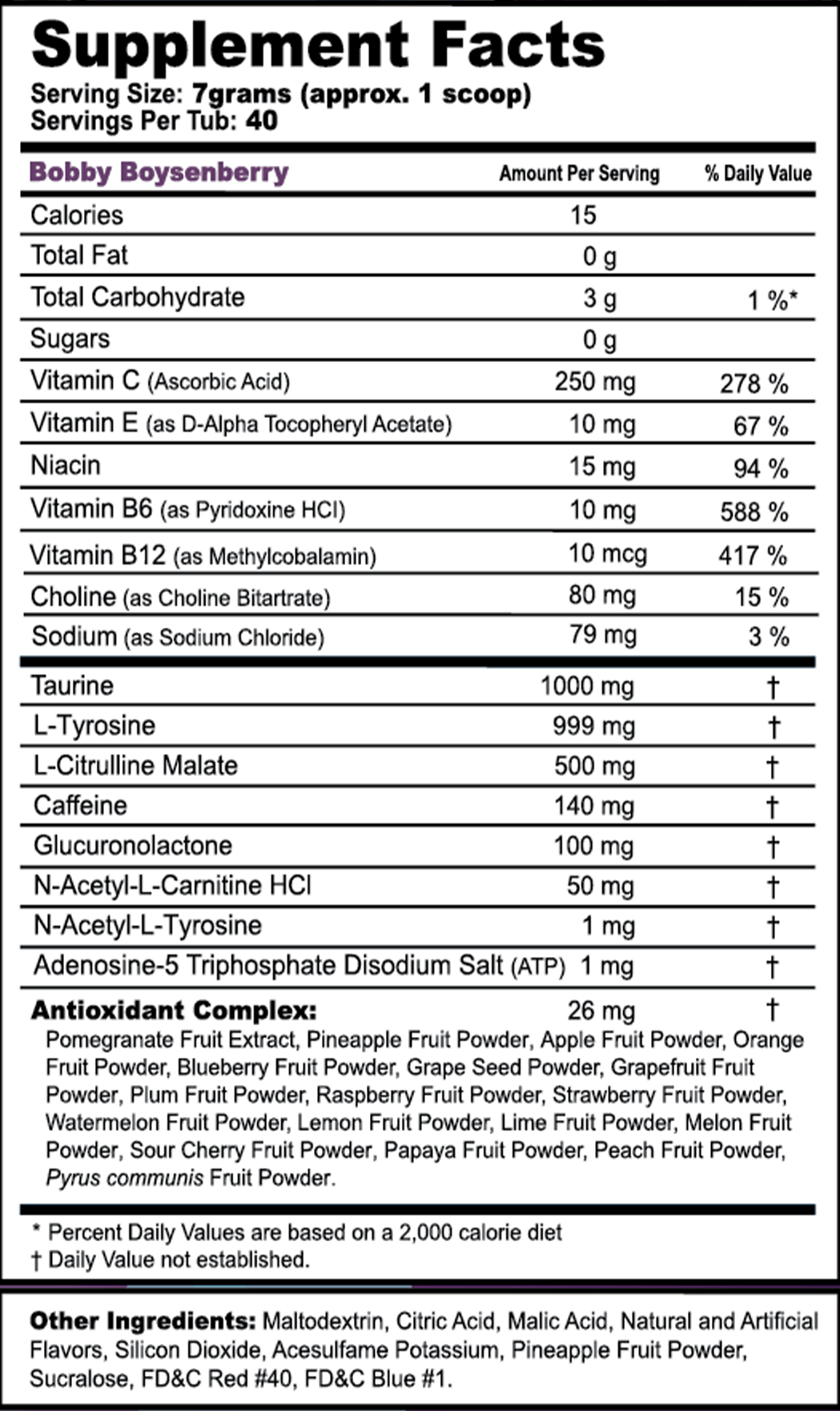 GFUEL Energy Bobby Boysenberry Flavour 40 servings, 280g The