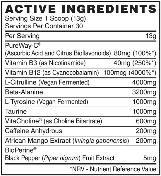 NaughtyBoy Energy Ingredients