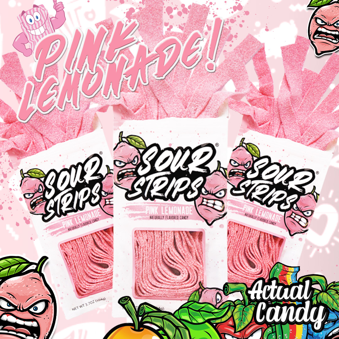Super Sweet, Super Sour and Super...PINK! Pink Lemonade Sour Strips hit