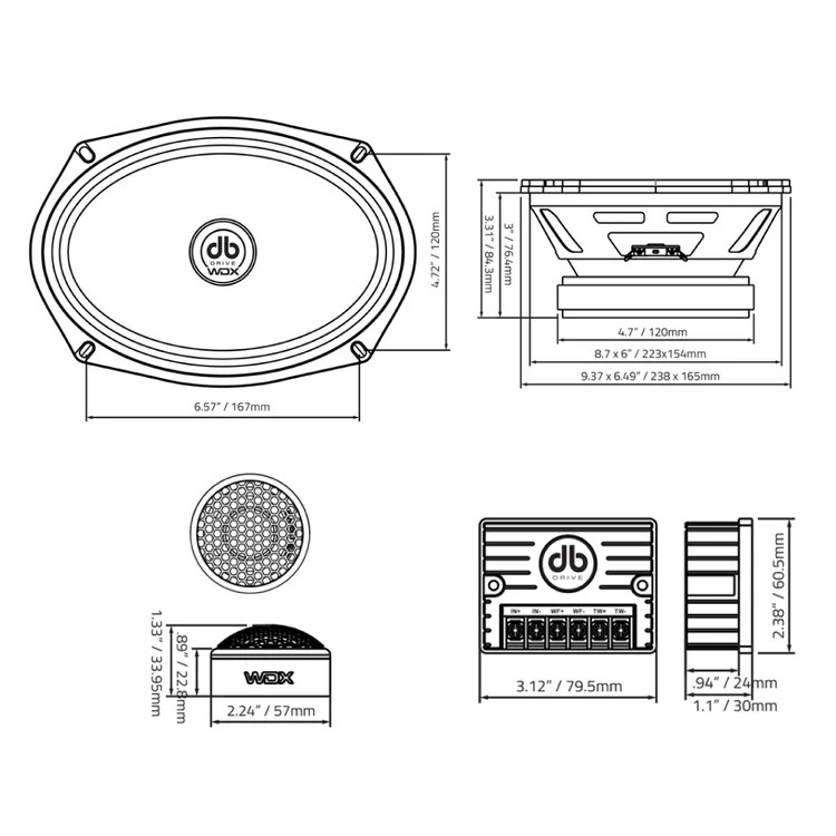 DB Drive WDX69C-G2 | 6x9 Inch 600W 4 Ohm 2-Way Component Speakers Kit
