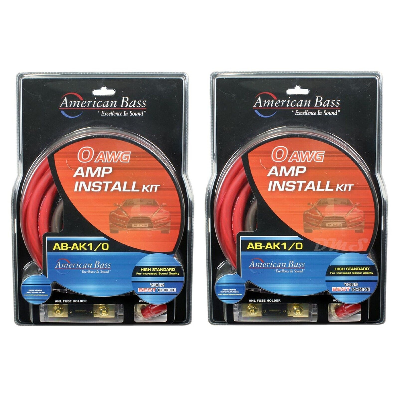 American Bass AK1/0 0 Gauge 3500W Complete Amplifier Wiring Kit Red