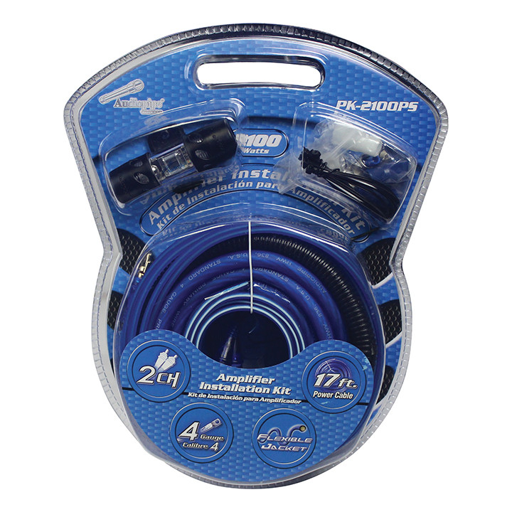 Audiopipe PK2100PS 4 Gauge 2100W Complete Amplifier Wiring Kit Blue