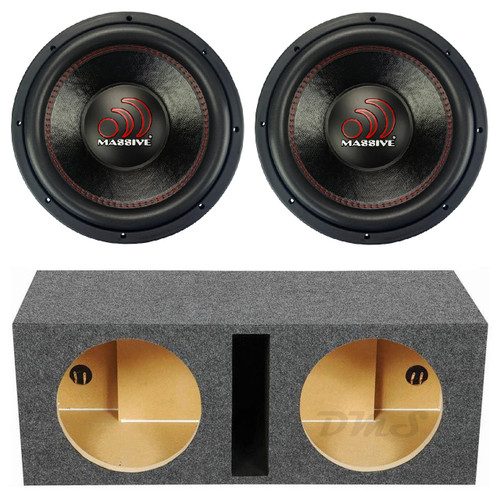 Massive Audio GTX124R Package | Dual 12 Inch 2000W DVC 4 Ohm Subwoofers & QPower HD Ported Box