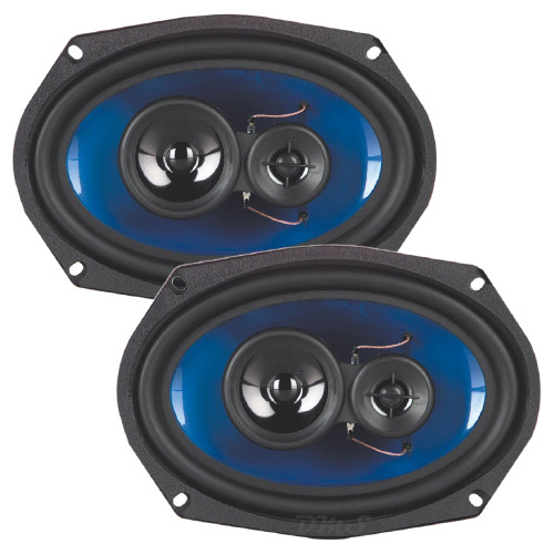 QPower QP693 | 6x9 Inch 500W Max 4 Ohm 3-Way Coaxial Speakers (Pair)