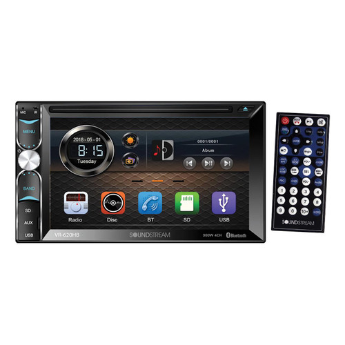 SoundStream VR-620HB | 6.2 Inch Double Din Touchscreen Multi-Media Head Unit Car Radio
