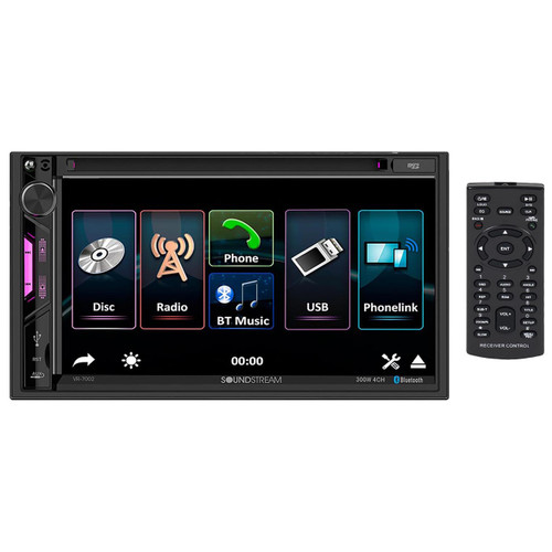 SoundStream VR-7002 | 7.0 Inch Double Din Touchscreen Multi-Media Head Unit Car Radio