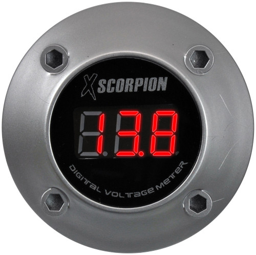 XScorpion DVM3RS | LED Digital Battery Volt Meter Gauge | Red & Silver