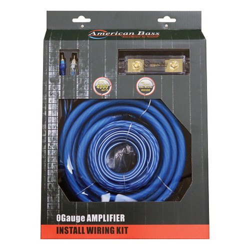 American Bass AB-BLUE 0GKIT | 0 Gauge 4000W Complete Amplifier Wiring Kit | Blue