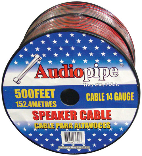 Audiopipe CABLE14BLACK | 500 Feet 14 Gauge Speaker Wire  Cable | Red / Black