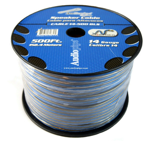 Audiopipe CABLE14BLS500 | 500 Feet 14 Gauge Speaker Wire Cable | Blue / Black