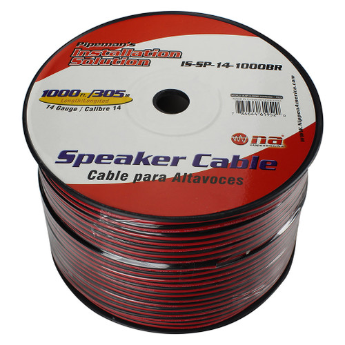 Audiopipe IS-SP-14-1000BR | 1000 Feet 14 Gauge Speaker Wire  Cable | Red / Black