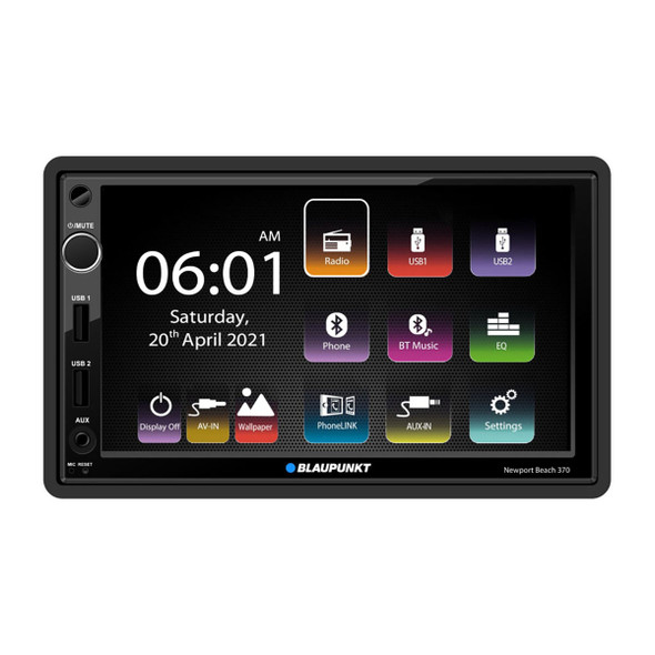 Blaupunkt NEWPORTBEACH370 | 7" Double Din Touchscreen Head Unit | Bluetooth Car Radio