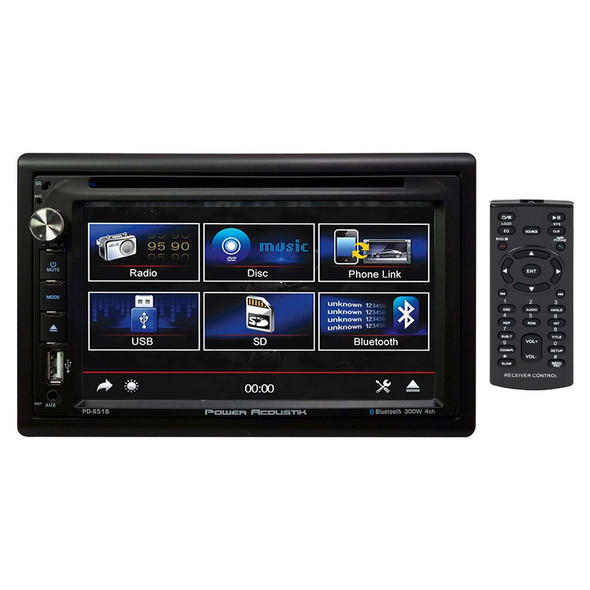 Power Acoustik PD-651B | 6.5 Inch Double Din Touchscreen Multi-Media Head Unit Car Radio