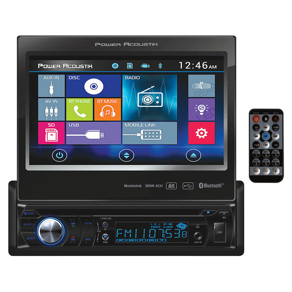 Power Acoustik PD-724B | 7 Inch Single Din Flip-Out Touchscreen Multi-Media Head Unit Car Radio