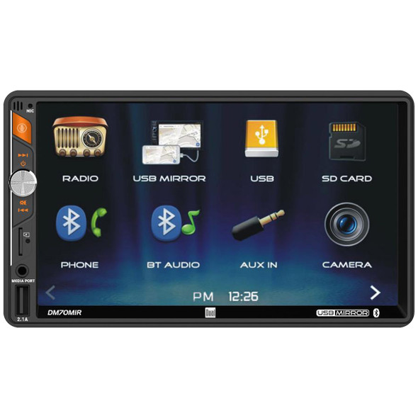 Dual DM70MIR | 7 Inch Double Din Touchscreen Multi Media Head Unit