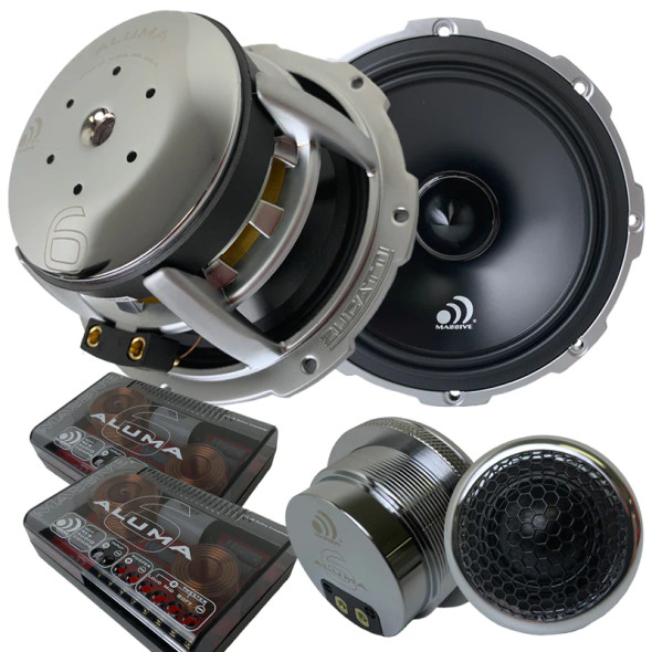 Massive Audio ALUMA6 | 6.5 Inch 500W 2 Ohm 2-Way Component Speakers Kit