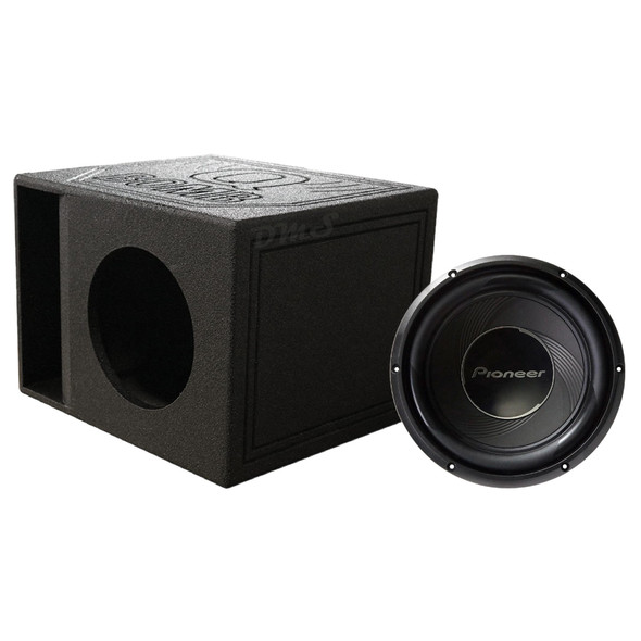 Pioneer TS-A25S4 Package | 10" 1200W S4 Subwoofer & QBomb Kerf Ported Box