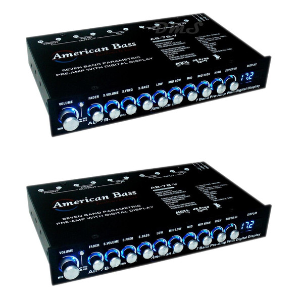 American Bass AB-7B-V | 7 Band Parametric Equalizer w/ LED Voltage Display (2 Pack) MAIN PHOTO