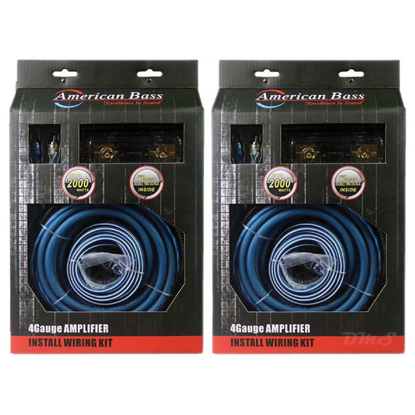 American Bass 4 Gauge 2000W Complete Amp Wiring Kit | AB-4GA-AMPKIT-BLU (2 Pack)