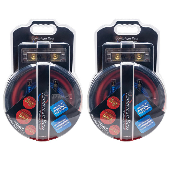 American Bass 0 Gauge 3000W Complete Amp Wiring Kit | AB-0GA-AMPKIT-RED (2 Pack)