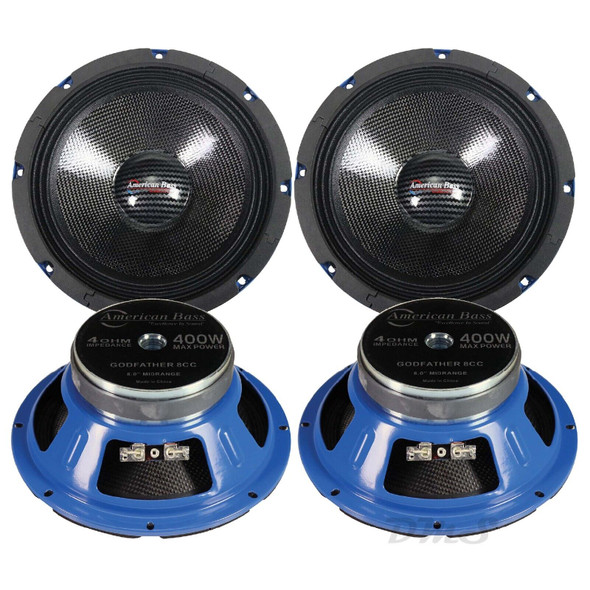 American Bass Godfather Carbon Cone 8 Inch 400W 4 Ohm Pro Speakers | GF8CCMR (4 Pack)