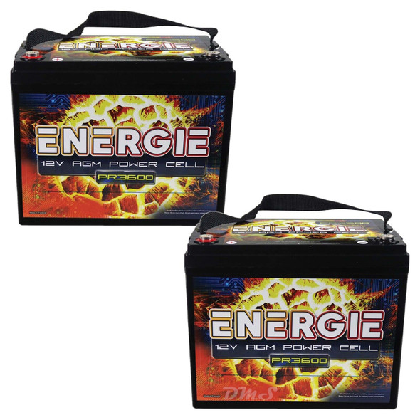 Energie PR3600 | 12-Volt 75AH AGM Power Cell Performance Battery 3600W (2 Pack)