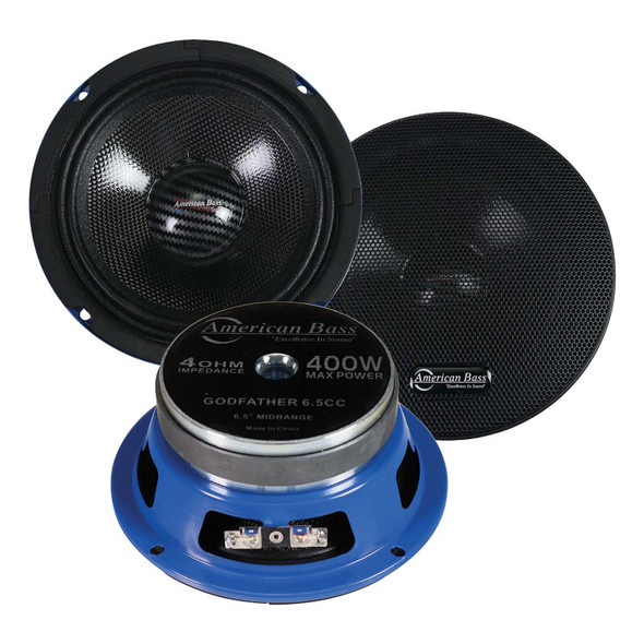 American Bass Godfather Carbon Cone 6.5 Inch 400W 4 Ohm Pro Speakers | GF65CCMR (Pair)