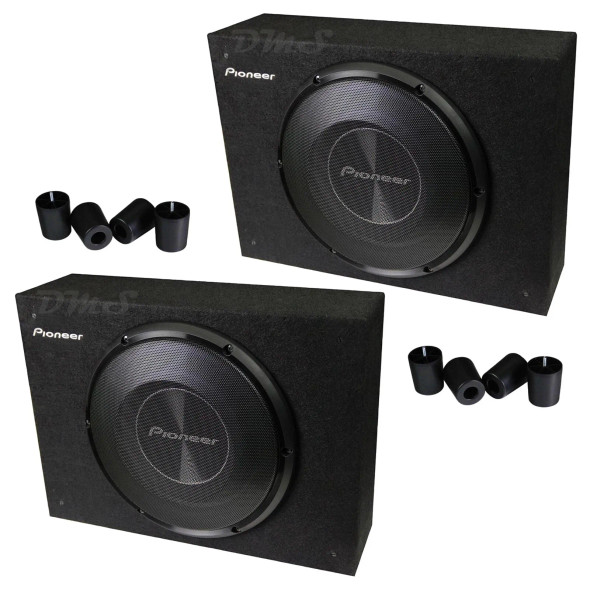 Pioneer TS-A2000LB | 700W 8 Inch Shallow Mount Loaded Subwoofer Enclosure (2 Pack)