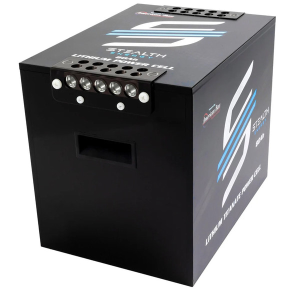 American Bass ABLT-80 | 13.8-Volt 80AH LTO Lithium Power Cell Performance Battery ANGLED PHOTO OF TERMINALS