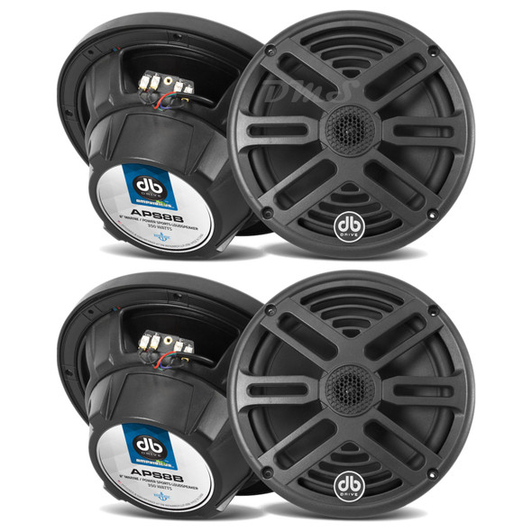 DB Drive APS8B | 8 Inch 350W 4 Ohm 2-Way Coaxial Marine Speakers (4 Pack) MAIN PHOTO