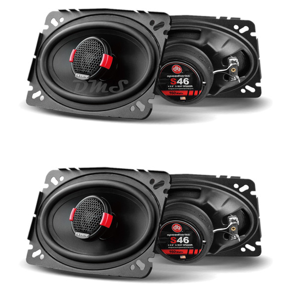 DB Drive S46 | 4x6 Inch 160W 4 Ohm 2-Way Coaxial Speakers (4 Pack)