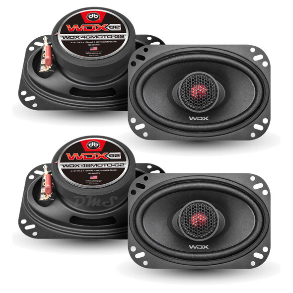 DB Drive WDX46MOTO-G2 | 4x6 Inch 150W 4 Ohm 2-Way Coaxial Speakers (4 Pack)