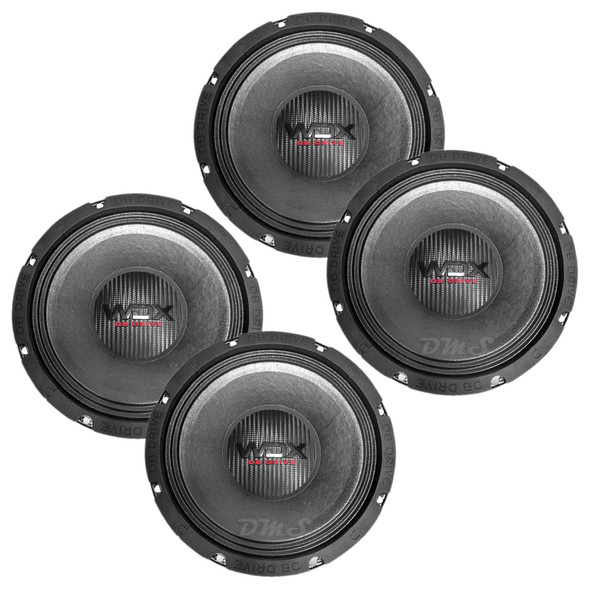DB Drive WDX8MB8 | 8 Inch 500W 4 Ohm Pro Audio Mid-Bass Speakers (4 Pack)