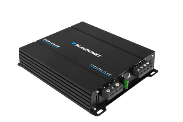Blaupunkt BPA-E602 | E-Series 180W 2 Channel Full Range Amplifier ANGLED PHOTO