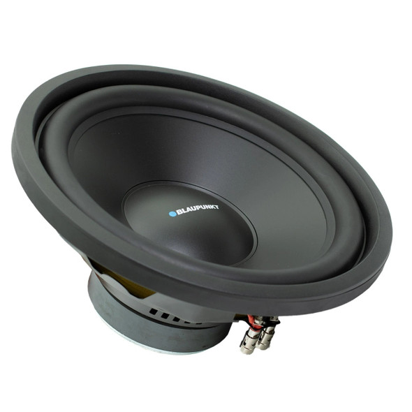 Blaupunkt BPW-E12S Package | 12" 500W S4 Subwoofer & QPower HD Ported Box ANGLED PHOTO OF SURROUND