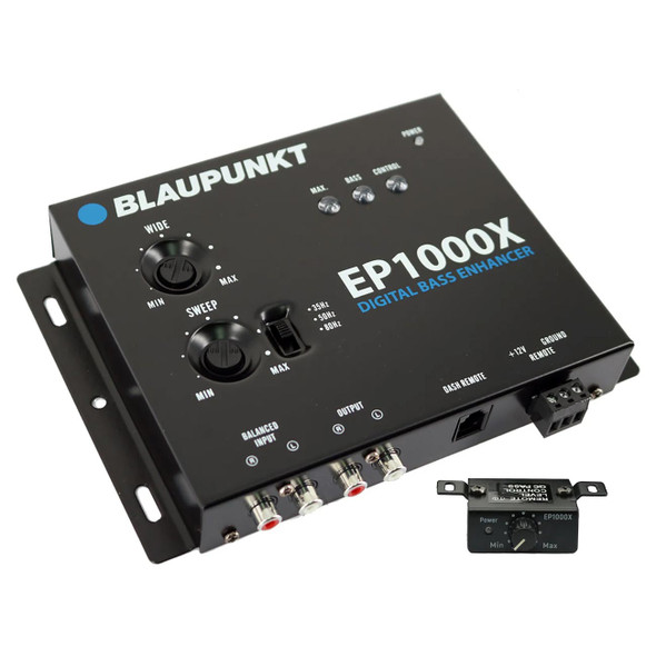 Blaupunkt EP-1000XPRO | Digital Bass Processor Line Driver w/ Remote Bass Knob ANGLED PHOTO