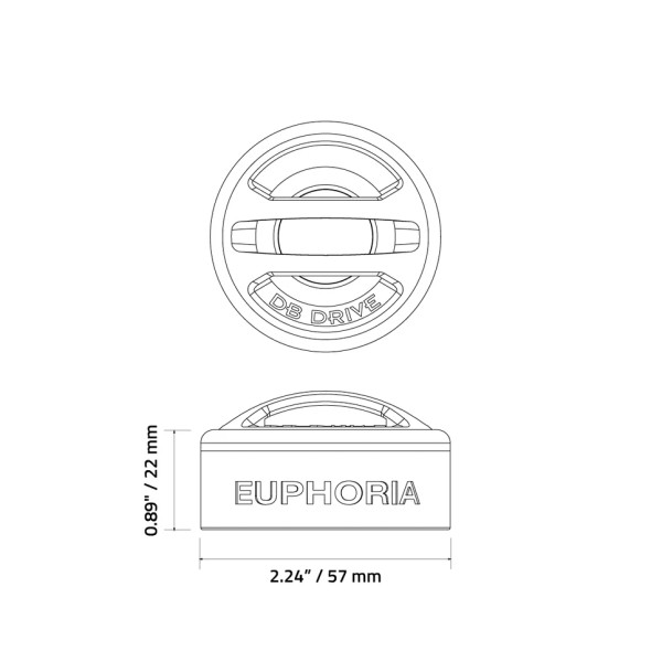 DB Drive Euphoria EPC1TW 1 Inch 225W 4 Ohm Component Tweeters (Pair) PHOTO OF DIMENSIONS
