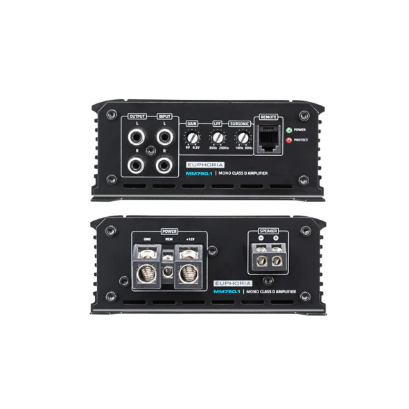 DB Drive Euphoria 750W Mini Monoblock Subwoofer Amplifier | MM750.1 SIDE PHOTO OF TERMINALS