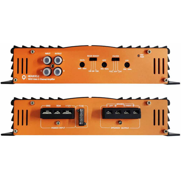Quantum Audio QEA800.2 | 640W Max 2 Channel Full Range Amplifier SIDE PHOTO OF TERMINALS