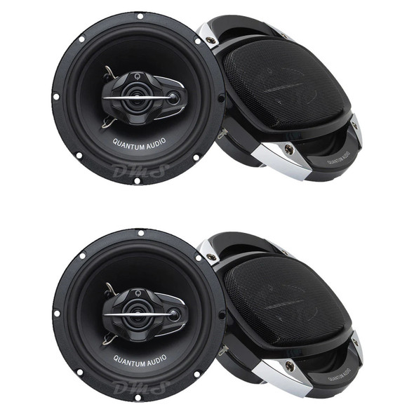 Quantum Audio QRS65 | 6.5 Inch 180W 4 Ohm 3-Way Coaxial Speakers (4 Pack)