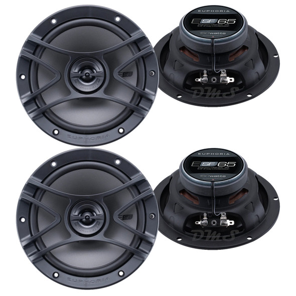 DB Drive Euphoria ESF65 | 6.5 Inch 150W 4 Ohm 2-Way Coaxial Speakers (4 Pack) V