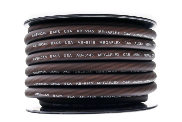 American Bass 1/0 Gauge CCA Wire 50ft Roll | 50 Feet 0 AWG Mega Flex Power Cable | Black