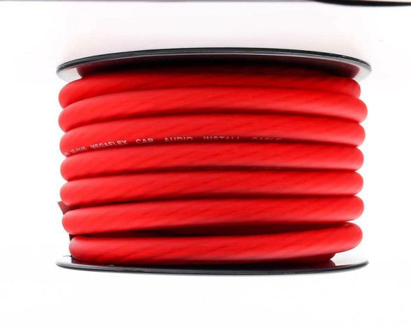 American Bass 1/0 Gauge CCA Wire 50ft Roll | 50 Feet 0 AWG Mega Flex Power Cable | Red