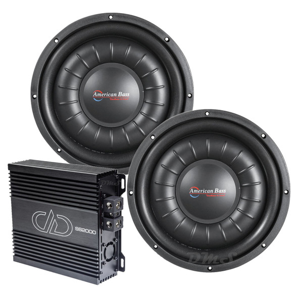 American Bass HAWKSLIM-1244 Shallow Subwoofers Pair & DD Audio SS2000 Monoblock Amp Package MAIN PHOTO