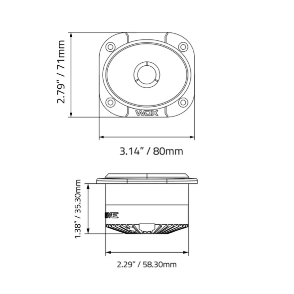 DB Drive WDX7N-TW | 1 Inch 300W 4 Ohm Titanium NEO Pro Tweeters (Pair) PHOTO OF DIMENSIONS