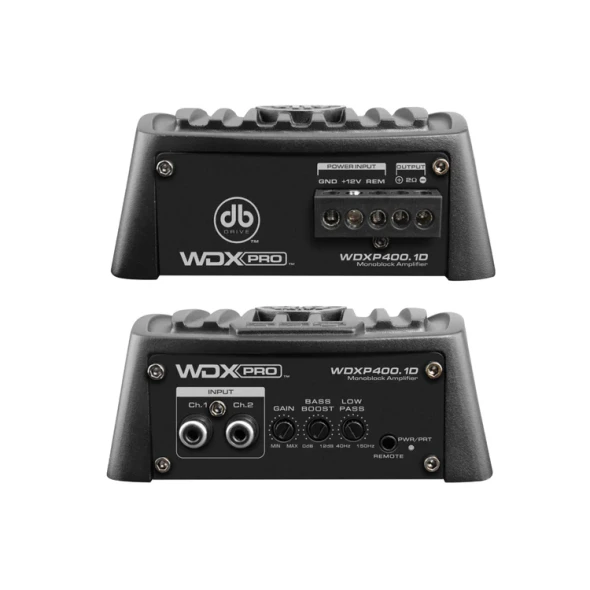 DB Drive WDX P400.1D | 425W Monoblock Subwoofer Mini Amplifier SIDE PHOTO OF TERMINALS